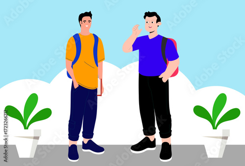 College Student Male Concept Illustration Vector Style