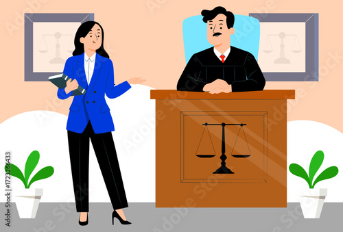 Lawyer Female Concept Illustration Vector Style