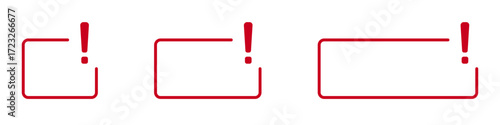 Red exclamation icon with varying frame sizes.