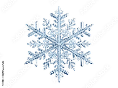 A beautiful blue snowflake isolated on transparent background