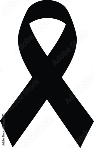 Mourning symbol black ribbon grief condolence loss remembrance vector