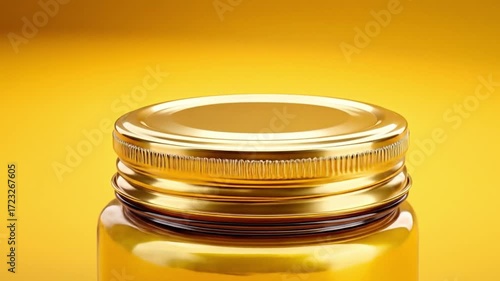 Golden jar lid closeup