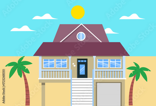 Beach Villa Concept Illustration Vector Style