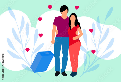 Honeymoon Concept Illustration Vector Style