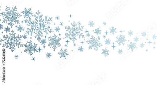 A beautiful illustration of a collection of snowflakes and stars, creating a wintery design.