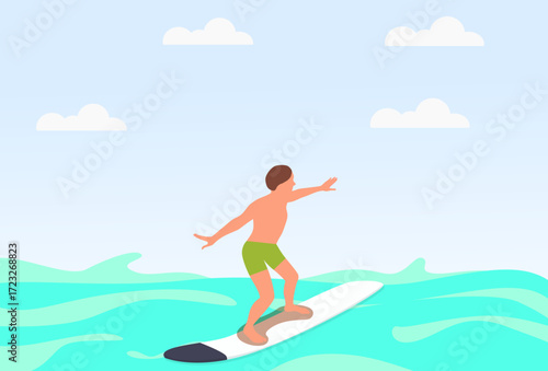 Skimboarding Concept Illustration Vector Style