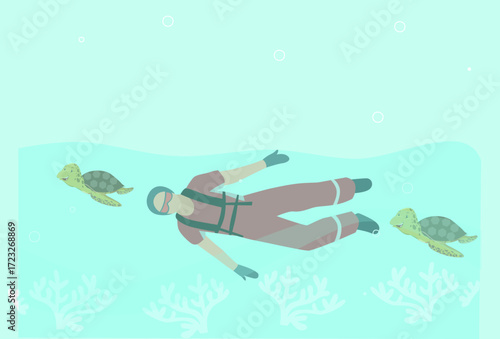 Snorkeling Concept Illustration Vector Style