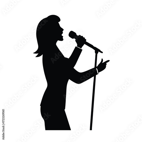 singer with microphone silhouette