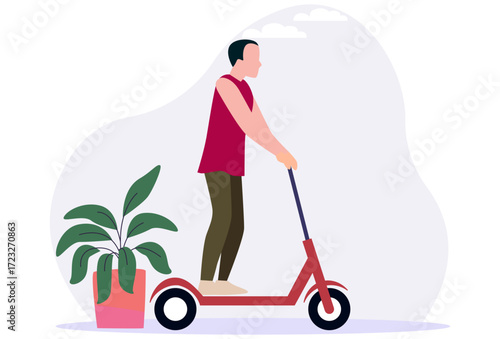 Kick Scooter Concept Illustration Vector Style