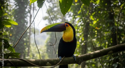 Toucan in rainforest.
