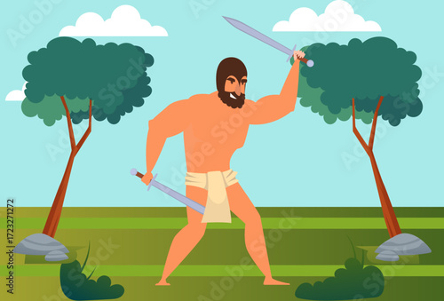 Gatherer Male Concept Illustration Vector Style
