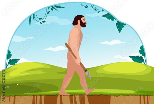 Neanderthal Man Concept Illustration Vector Style