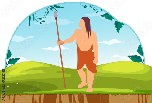 Neanderthal Woman Concept Illustration Vector Style