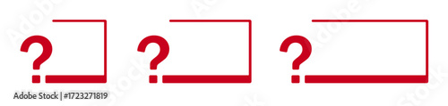 Red question marks in rectangular frames.