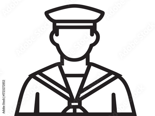 Nautical Sailor Icon Designed in Clean Minimal Line Artwork
