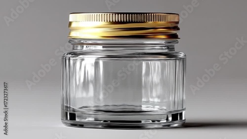 Clear glass jar with gold lid