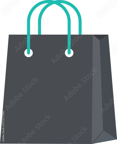 Dark gray shopping bag with teal handles and white grommets gift bag retail