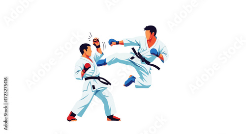 Dynamic depiction of martial arts combat, showcasing skill and agility