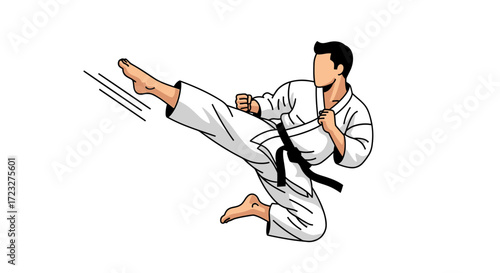 Dynamic karate illustration showcasing power and precision technique