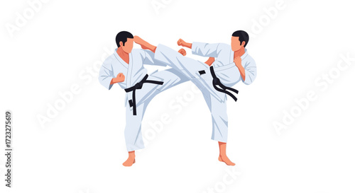 Dynamic karate martial arts action illustration, showcasing combat skills