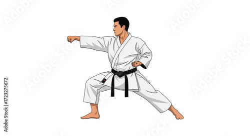 Dynamic Karate Stance Illustration Demonstrating Precision and Discipline