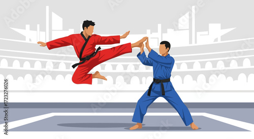 Dynamic martial arts exchange, agility and precision in every motion