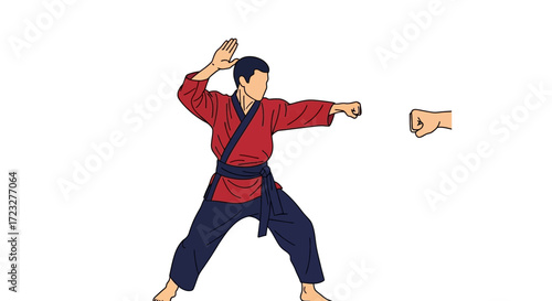Karate martial arts combat stance isolated for training defense action