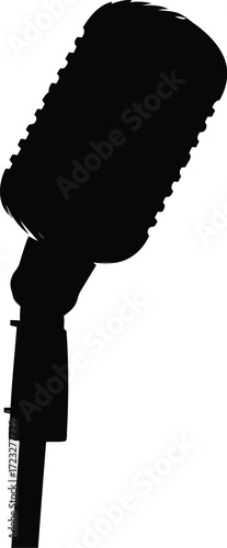 Vintage microphone silhouette retro audio recording equipment vector