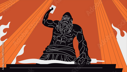 hephaestus in the forge with hammer