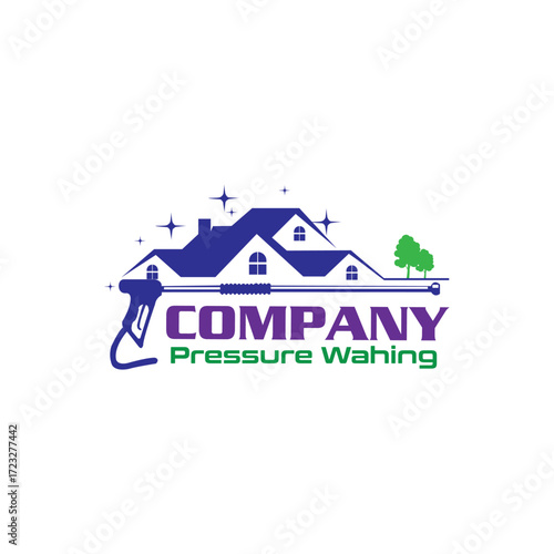 Pressure washing logo design,  power washing logo, House cleaning 