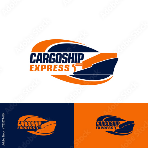 Cargo Ship Cruise Logo for Logistic Expedition Company Delivery Express Logo Template Vector