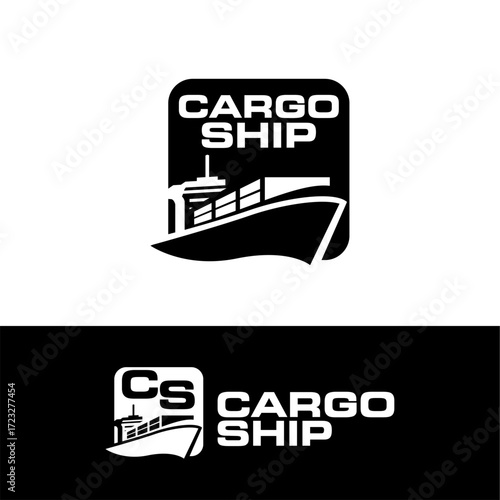 Cargo Ship Cruise Logo for Logistic Expedition Company Delivery Express Logo Template Vector