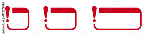 Red exclamation icons in rectangular frames.