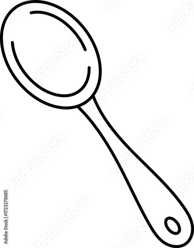 Simple vector illustration of a spoon on a black background, dining kitchen