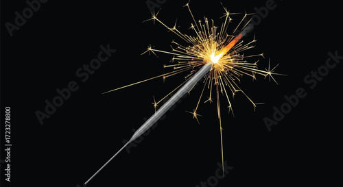 Celebrate with a dazzling sparkler creating vibrant light trails against a dark backdrop bringing festive cheer and joy to your designs