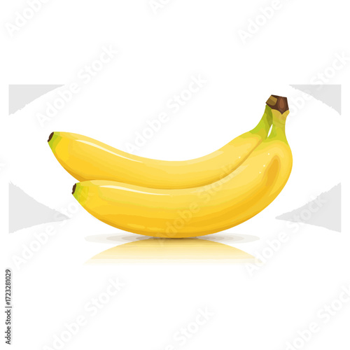 Two ripe yellow bananas isolated on a white background.