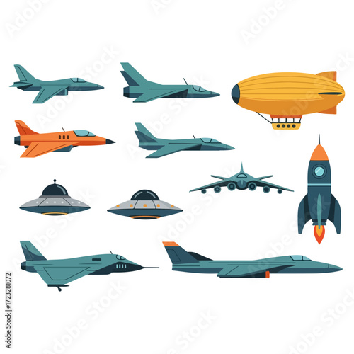 Collection of Airplanes, Rockets, and UFOs.