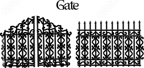 Ornate Wrought Iron Gate Vector