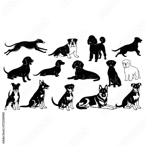 Collection of Dog Breed Silhouettes.
