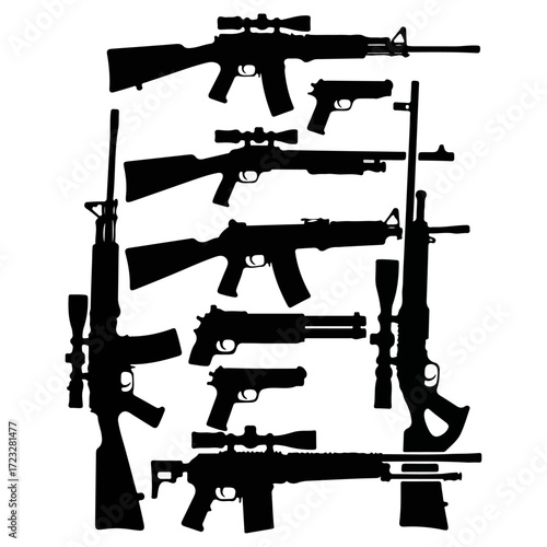 Collection of Various Firearms Silhouettes.