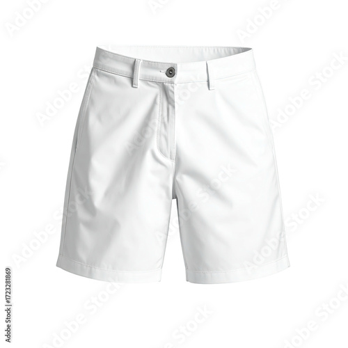 White women's shorts, flatlay