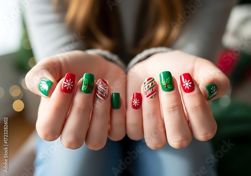 Festive Holiday Nail Art Design