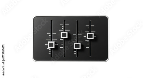 Obraz na płótnie Isolated Audio Mixing Board Interface with Square Faders for Music Production Te