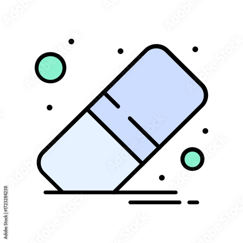 Flat line color icon of a rubber eraser for correcting mistakes. Symbol of deleting, editing, and removal
