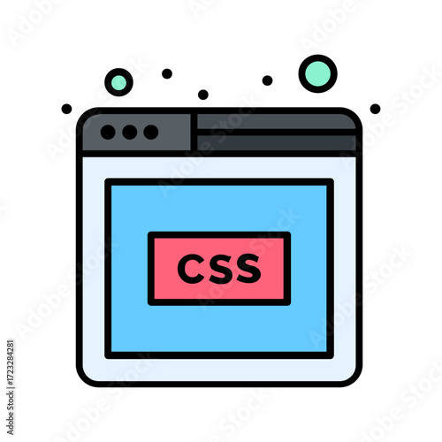 CSS Icon A Digital Illustration of a Browser Window Displaying the CSS Abbreviation