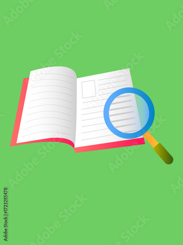 Open Book with Magnifying Glass Explore Knowledge and Discover New Ideas