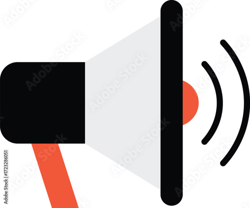 Black and orange megaphone with sound waves graphic bullhorn speaker