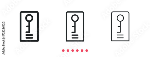 Hotel key icon. Thin line icon vector