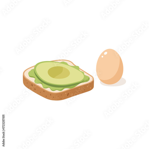 A slice of whole wheat toast topped with creamy avocado and a whole egg on the side, a healthy and delicious breakfast option