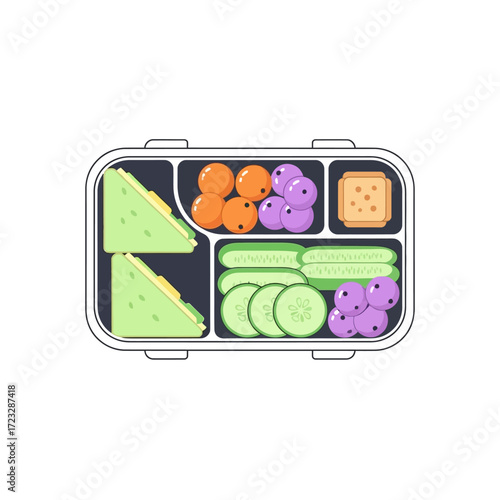 Healthy Lunchbox A colorful and nutritious meal with sandwiches, fruits, and vegetables